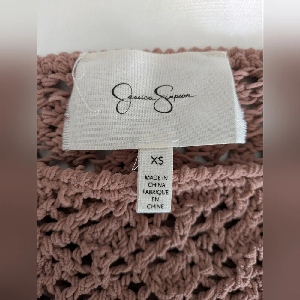 Jessica Simpson Dusty Pink Open-Knit Sweater - Picture 3 of 6